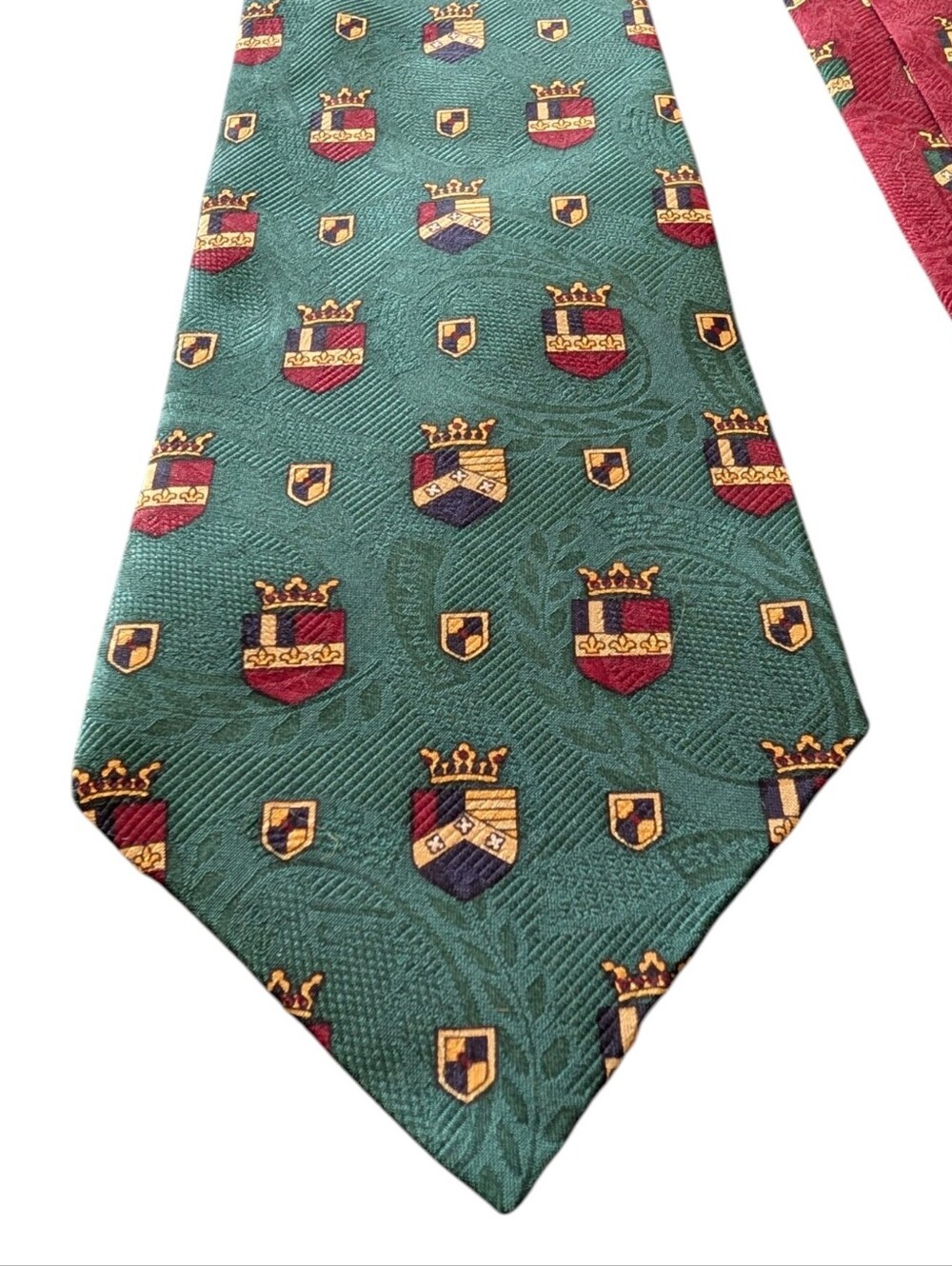 Vintage Tommy Hilfiger Heraldry Coat of Arms & Crest Motif Silk Necktie